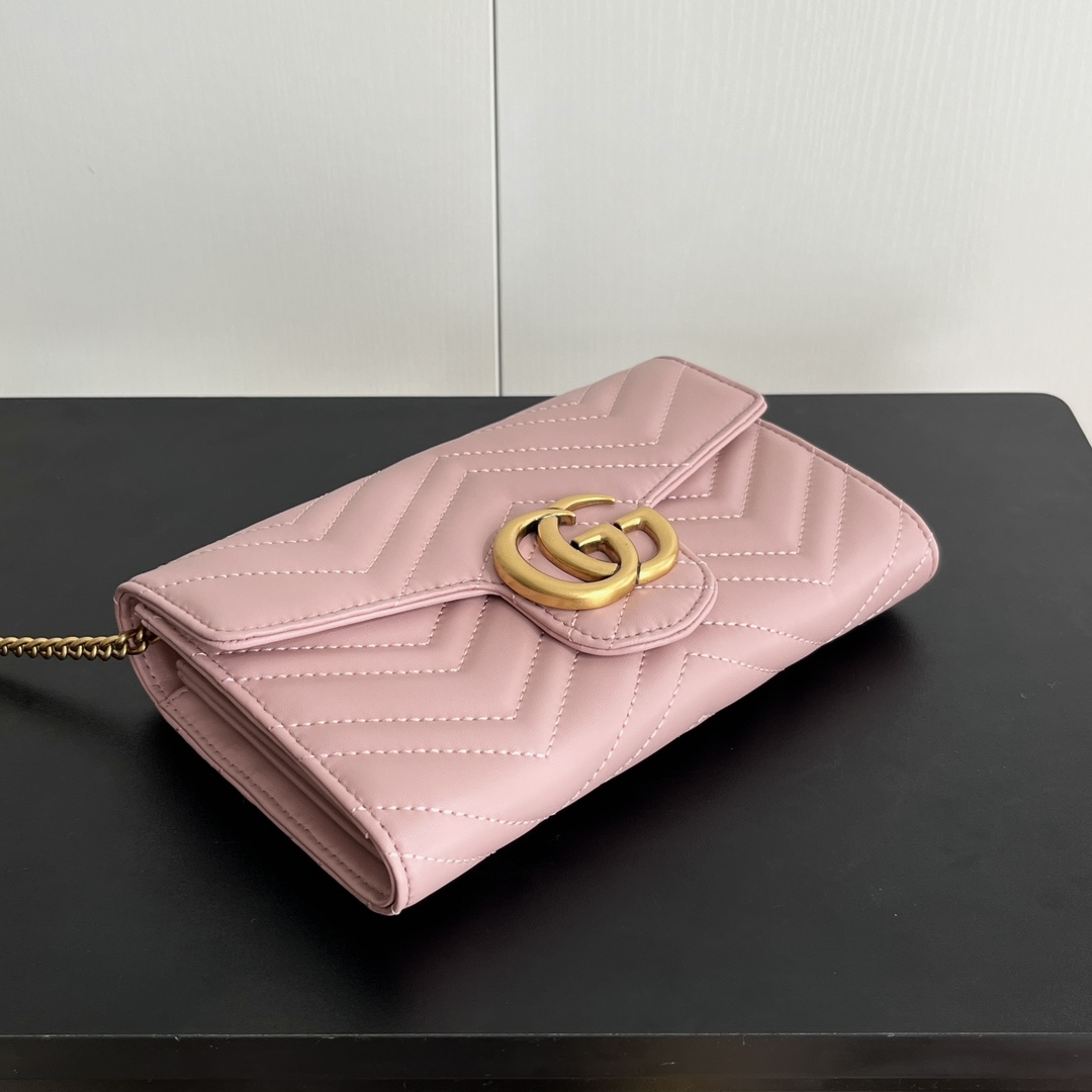 Double-G Marmont Chain Wallet - Pink Gold  Wallet - Gorchic - $123.99