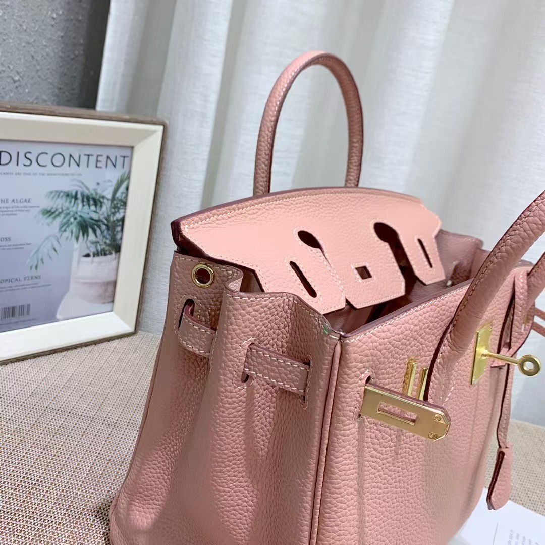 H-Inspired Birkin handbag in Rose Sakura Swift leather with Gold hardware - Gorchic - $166.99