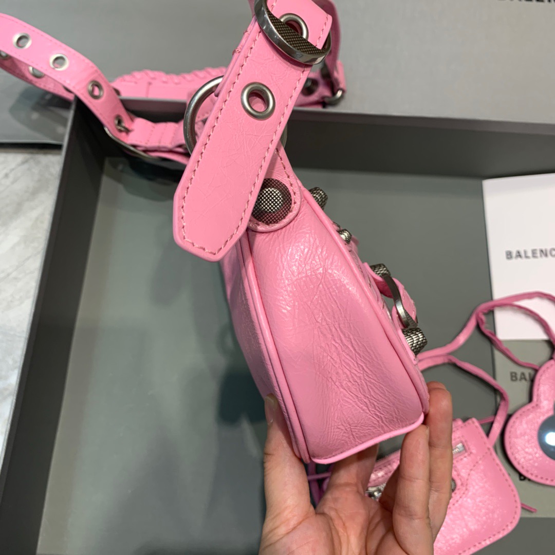 Hourglass iconic Le Cagole XS studded crinkled-leather shoulder bag pink - Bag - Gorchic - $157.99