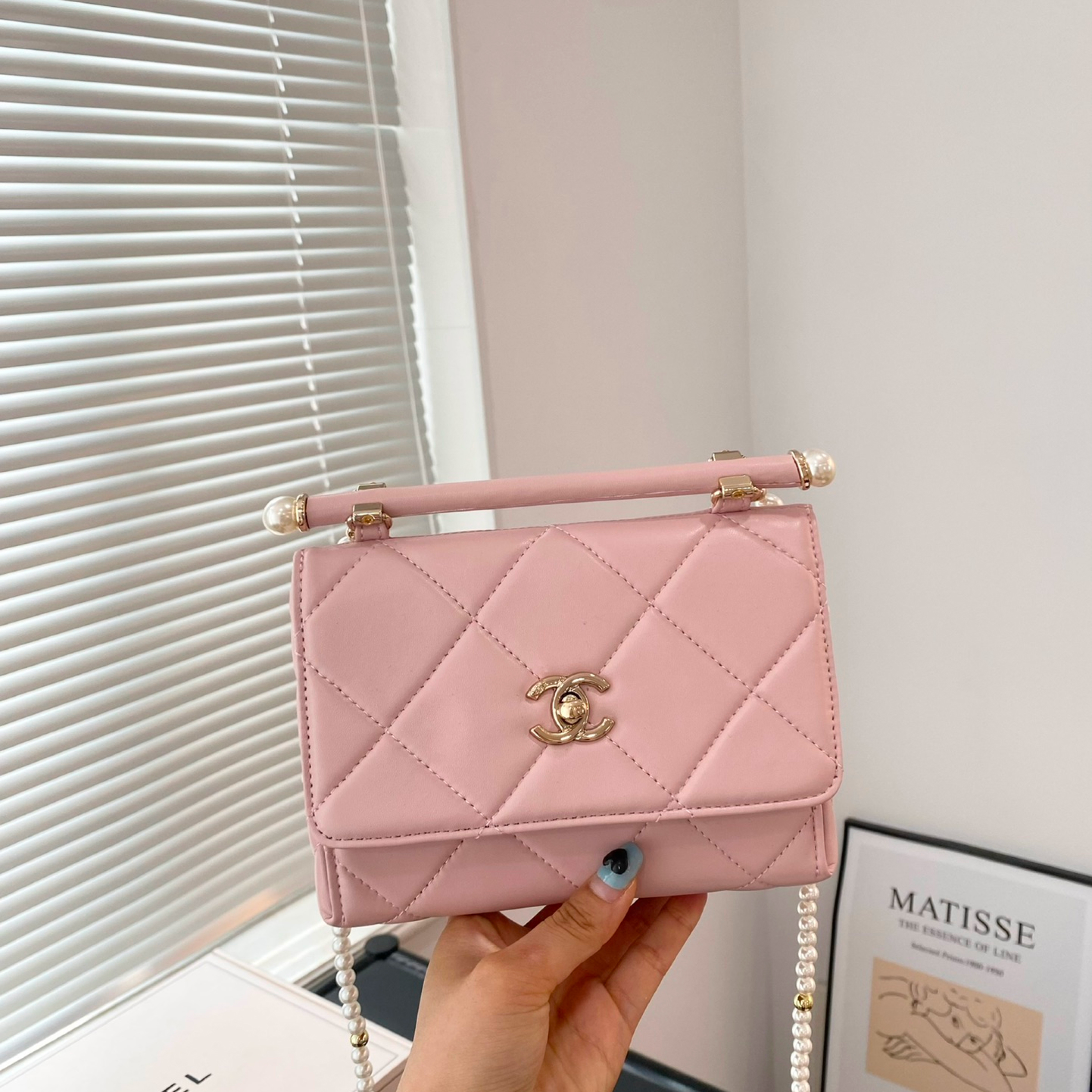 CC Inspired Mini Flap Bag with Top Handle-Pink - Bag - Gorchic - $135.99