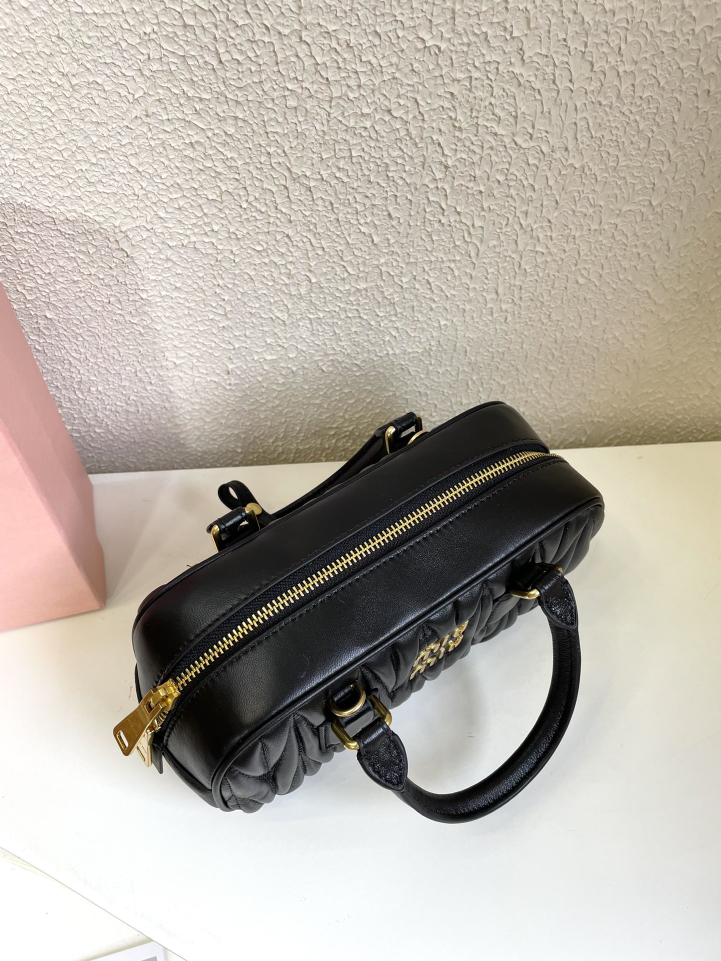 MU Arcadie matelassé nappa leather bag Black S-wide Size - Bag - Gorchic - $131.99