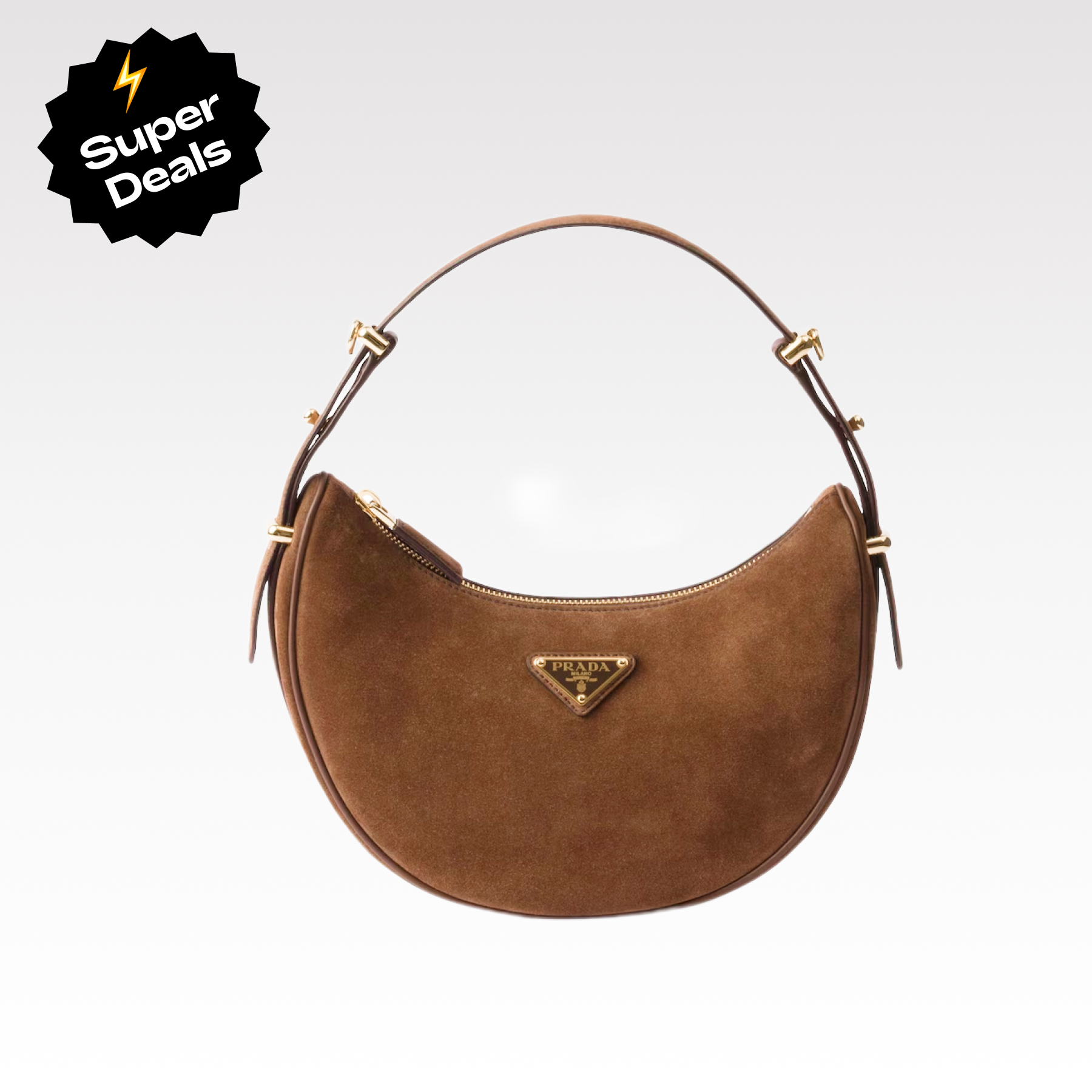 Saffiano texture Arqué Suede Brown Shoulder bag - Gorchic - $116.99