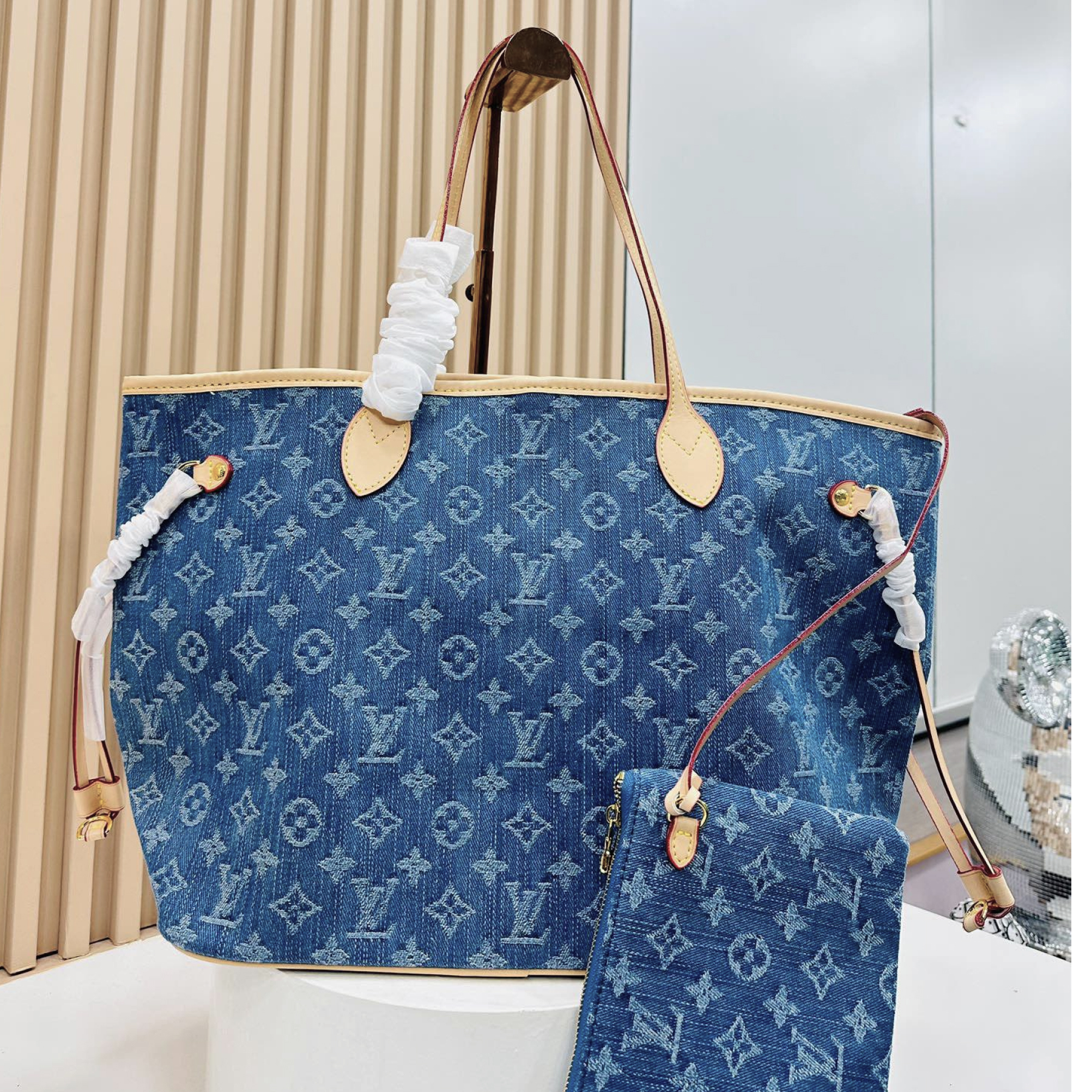 Designer Monogram Neverfull MM Classic Bag - Denim Bag - Gorchic - $110.99