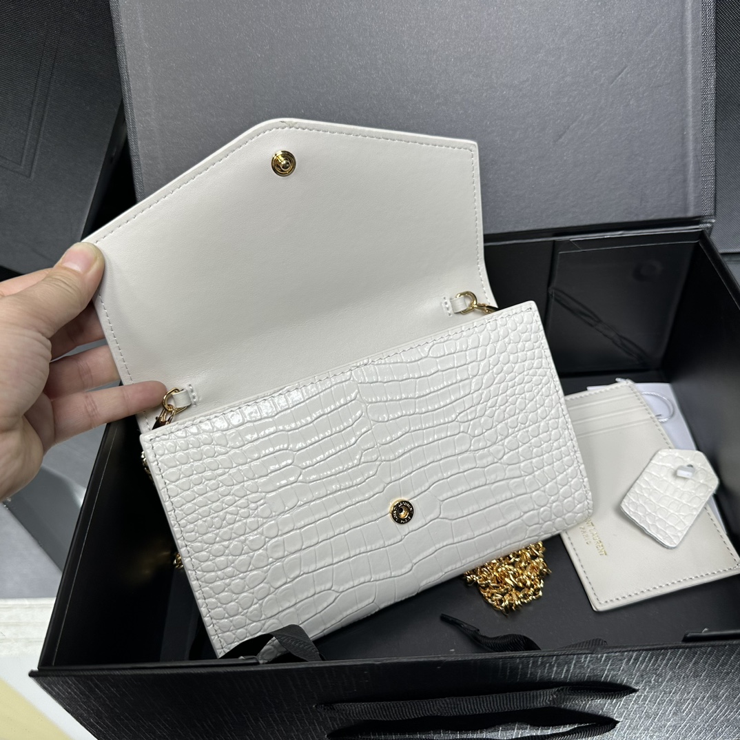 Lady Designer  Grain De Poudre Monogram Uptown Chain Wallet White-Gold hardware - Bag - Gorchic - $122.99