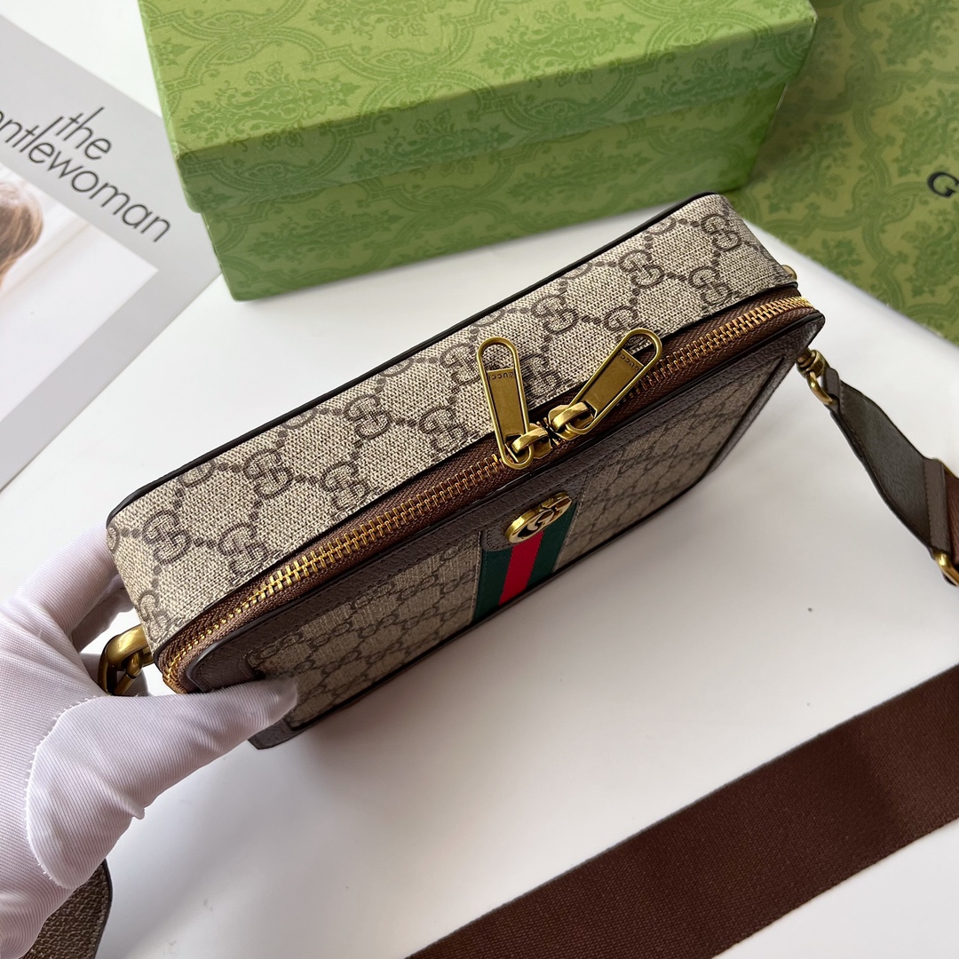 Double-G Ophidia Crossbody Brown leathe Bag - Gorchic - $142.99