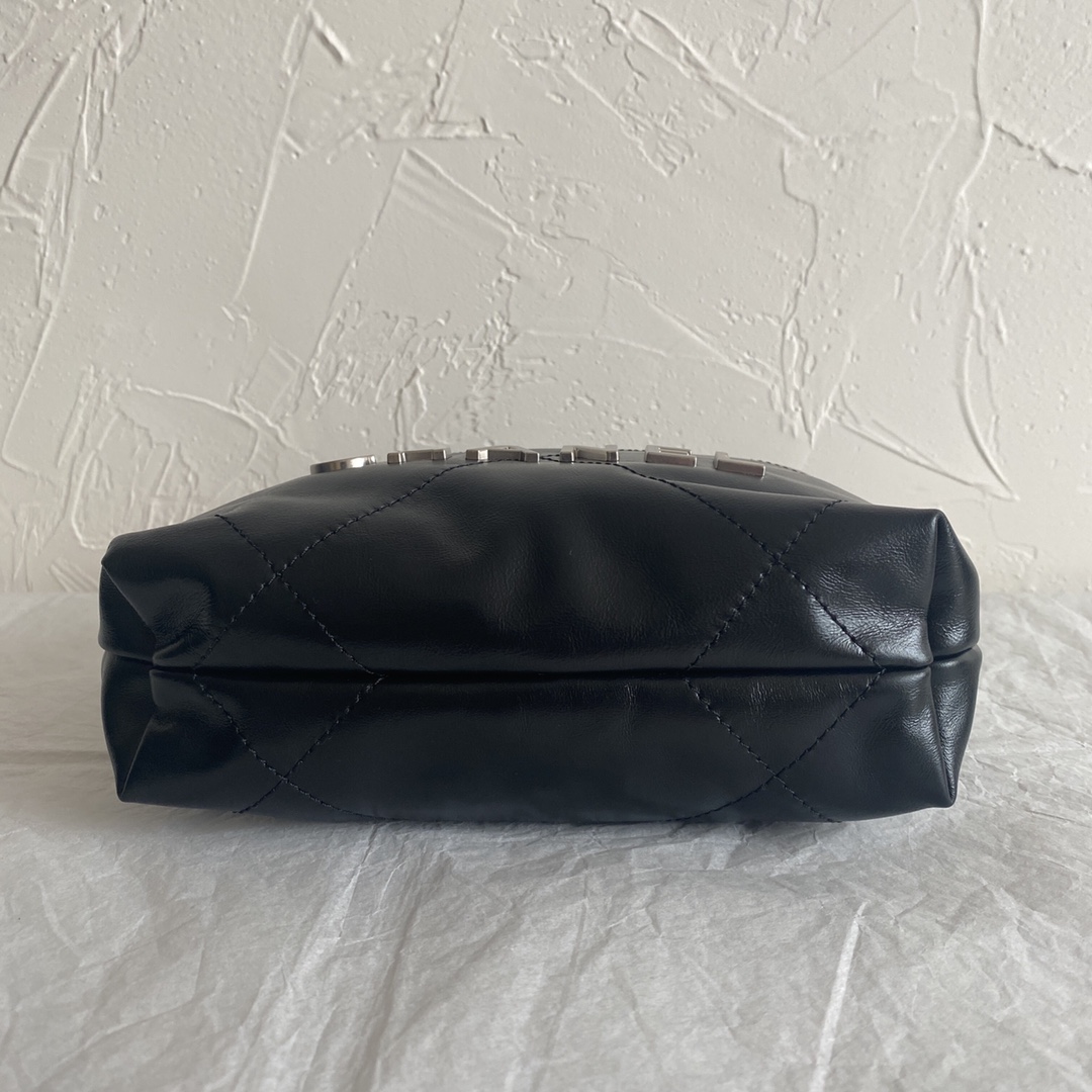 CC Inspired 22 MINI HANDBAG Shiny Calfskin & Sier-Tone Metal Black - Bag - Gorchic - $161.99