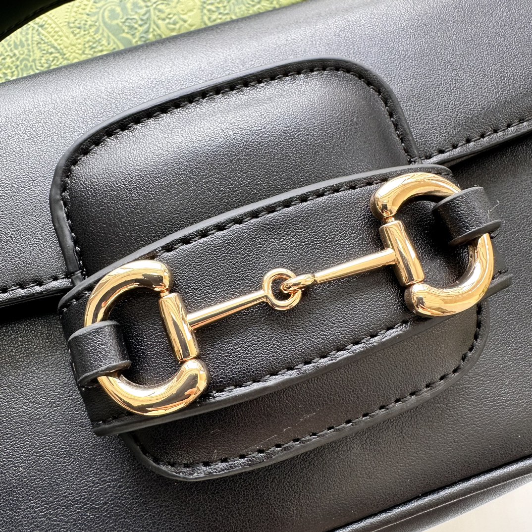 Double-G Horsebit 1955 Small Black Leather Shoulder Bag - Gorchic - $121.99