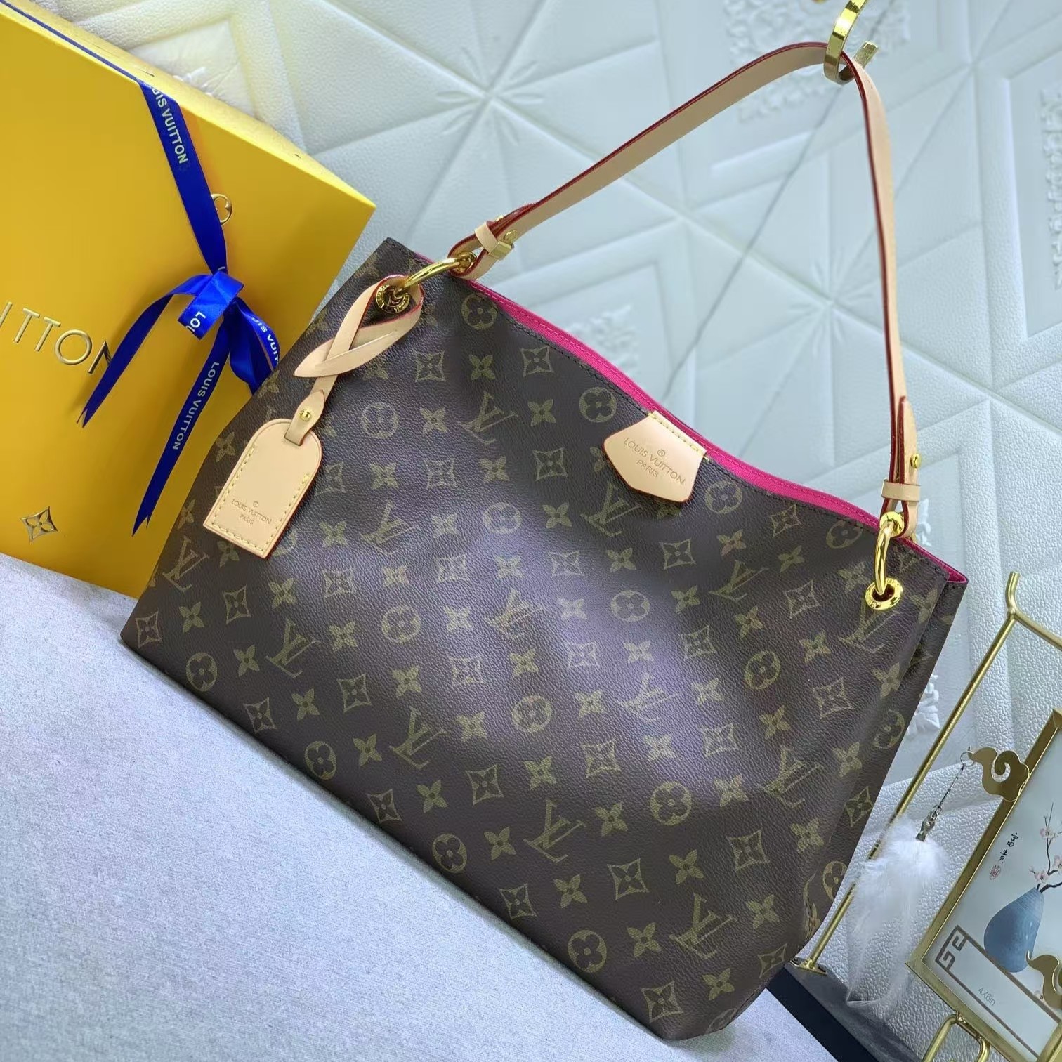 Designer Monogram Graceful Beige Monogram - Gorchic - $135.99