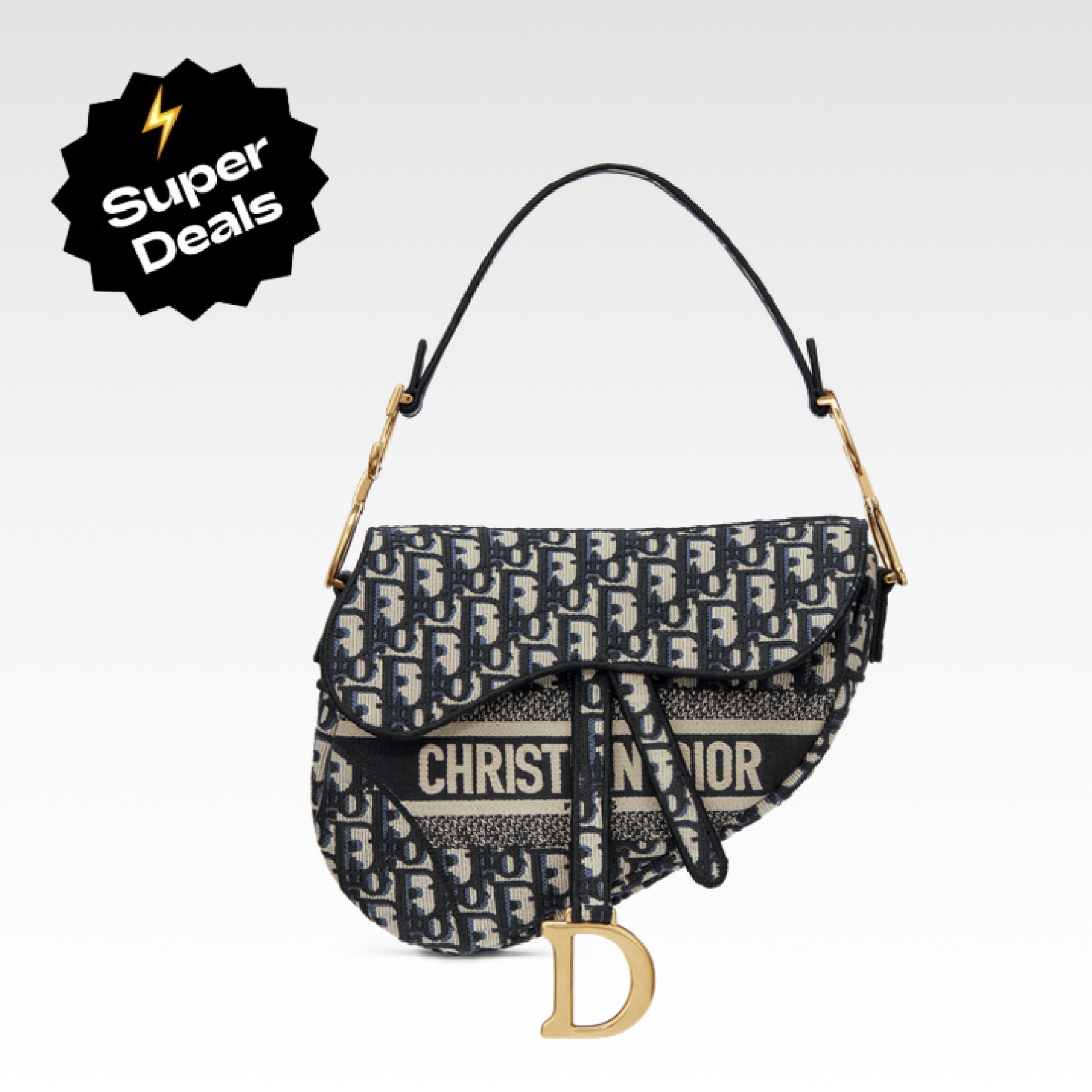 D Inspired SADDLE Bag Blue D Inspired Oblique Embroidered Veet - Bag - Gorchic - $138.99