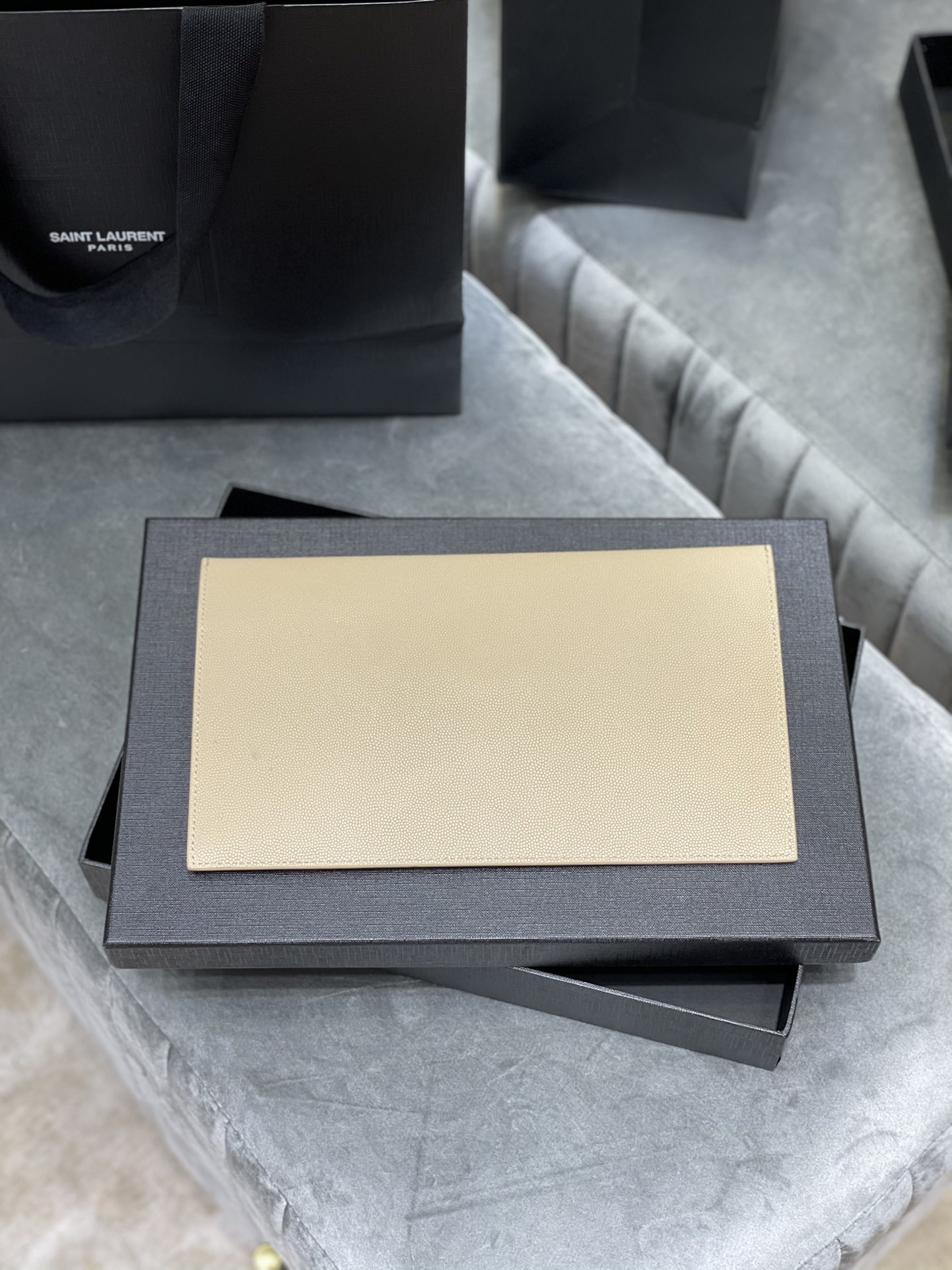 Lady Designer Uptown Fashion Monogram Leather Envelope Clutch Bag Beige-Gold hardware - Bag - Gorchic - $122.99