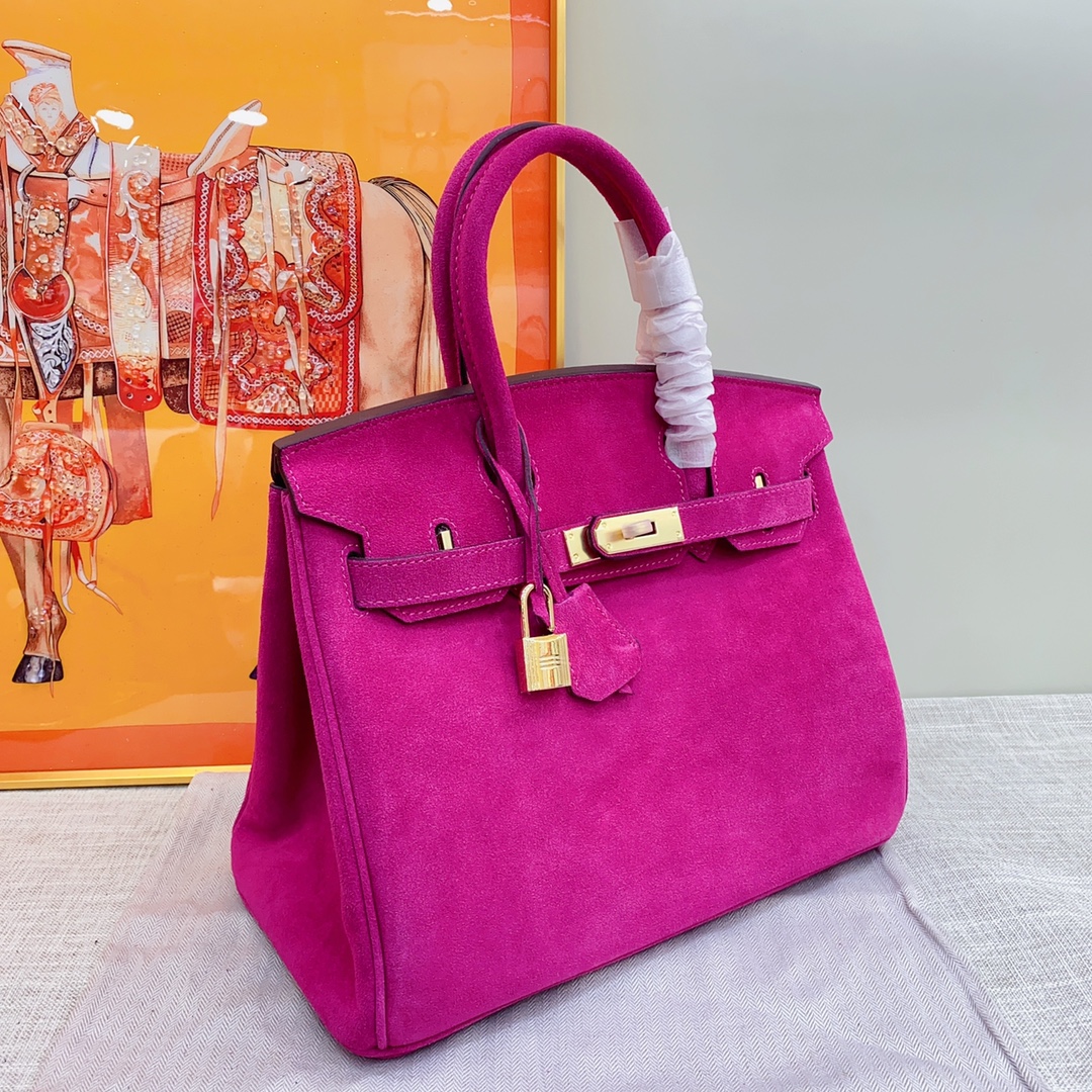 H-Inspired Birkin Bag Doblis Bag Golden Hardware-Magenta Bag - Gorchic - $181.99