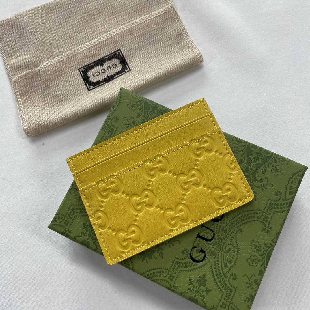 Double-G GG rubber-effect card case deep yellow-wallet - Gorchic - $35.99