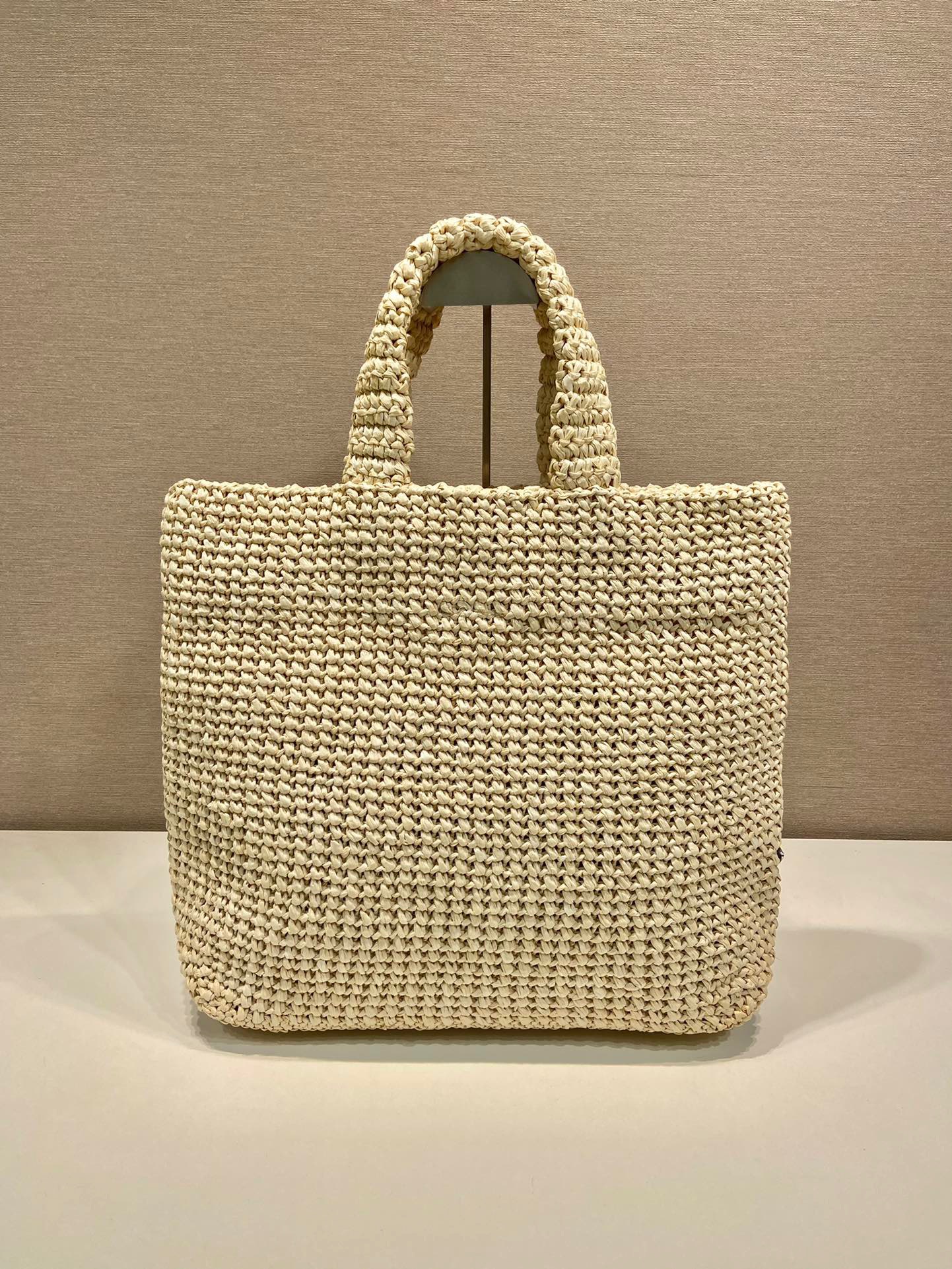 Saffiano texture Crochet tote bag Raffia bag - Gorchic - $136.99