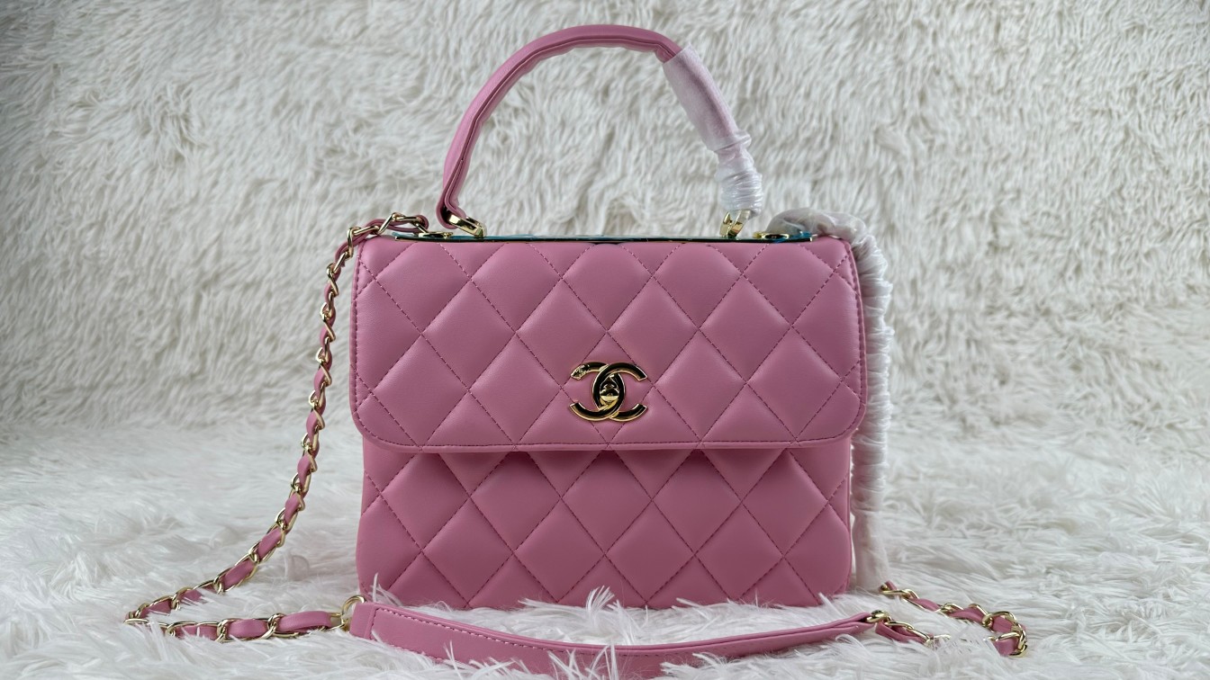 CC Inspired Top Handle Flap Bag Lambskin - Pink - Gorchic - $140.99