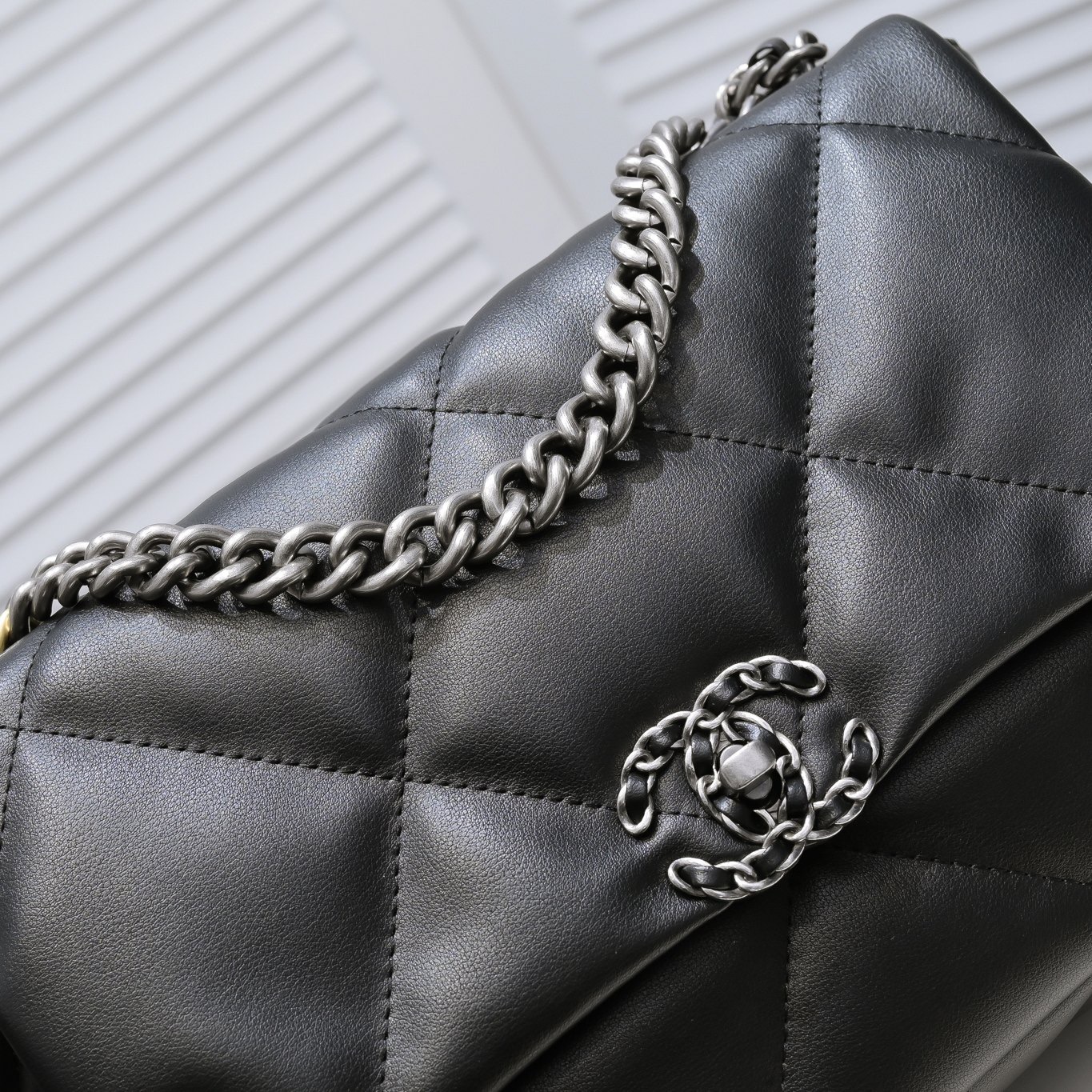 CC Inspired Calfskin Quilted Large CC Inspired 19 Flap Black - Bag - Gorchic - $131.99