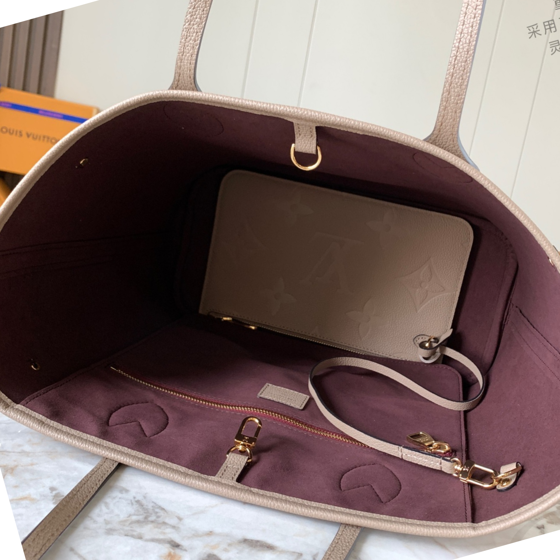 Designer Monogram Neverfull Elephant Gray Embossed Medium Handbag - Gorchic - $118.99