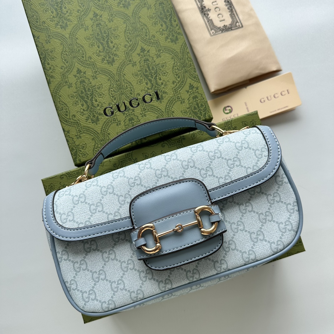 Double-G Horsebit 1955 Small Blue Shoulder Bag - Gorchic - $121.99
