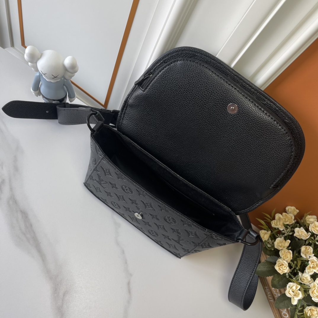 Designer Monogram Pulse Black Embossed Messenger Bag - Gorchic - $135.99