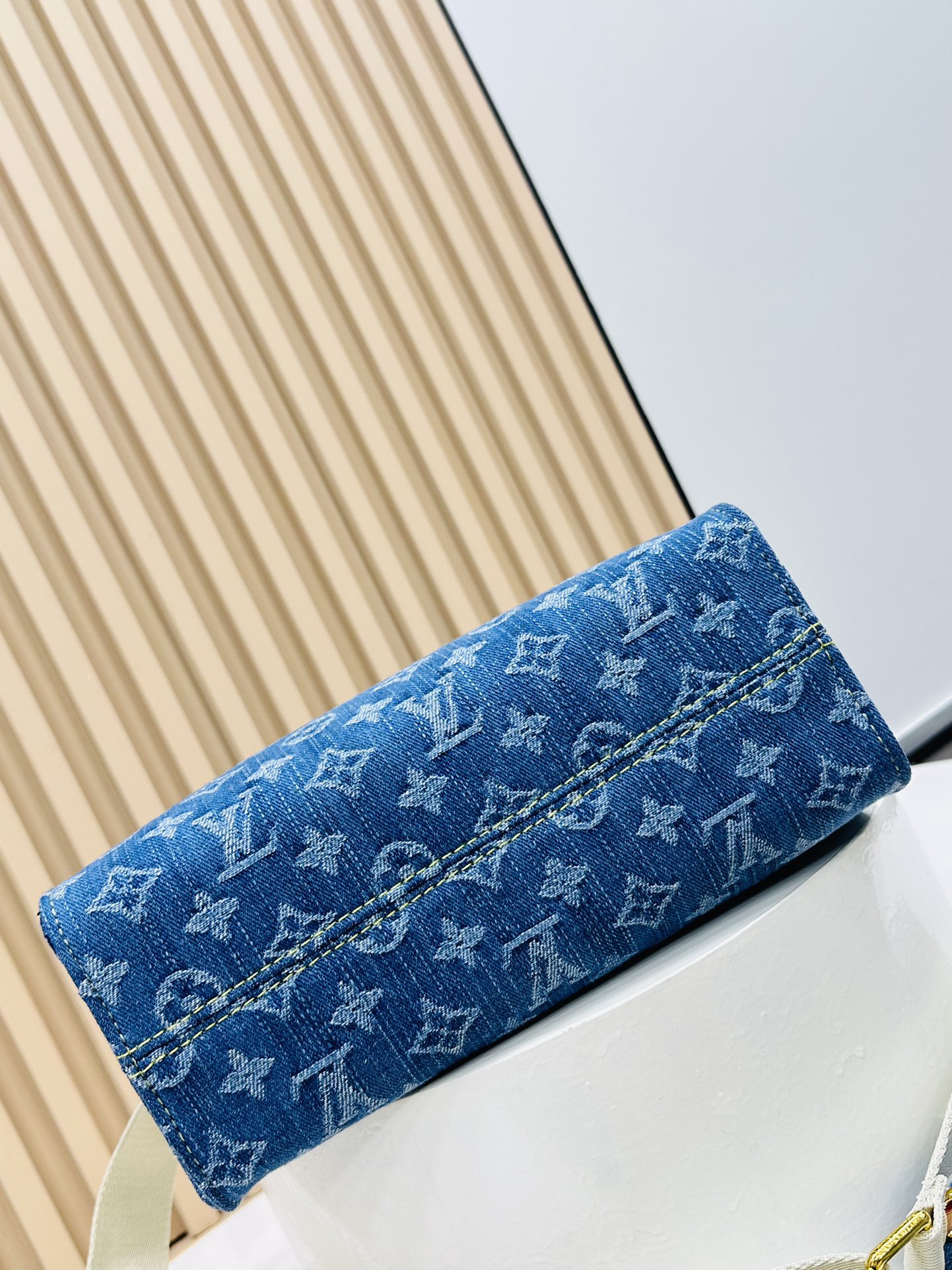 Designer Monogram Jacquard Denim Onthego Blue Bag - Gorchic - $114.99