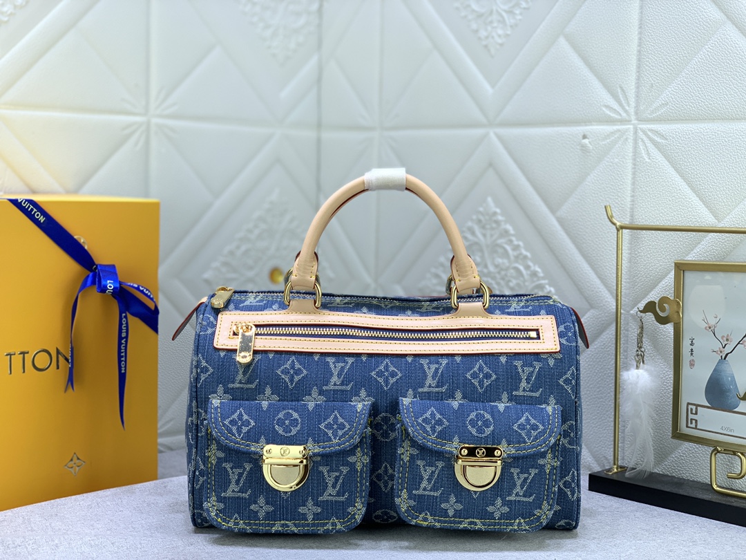 Designer Monogram Denim Neo Speedy Bag - Gorchic - $146.99