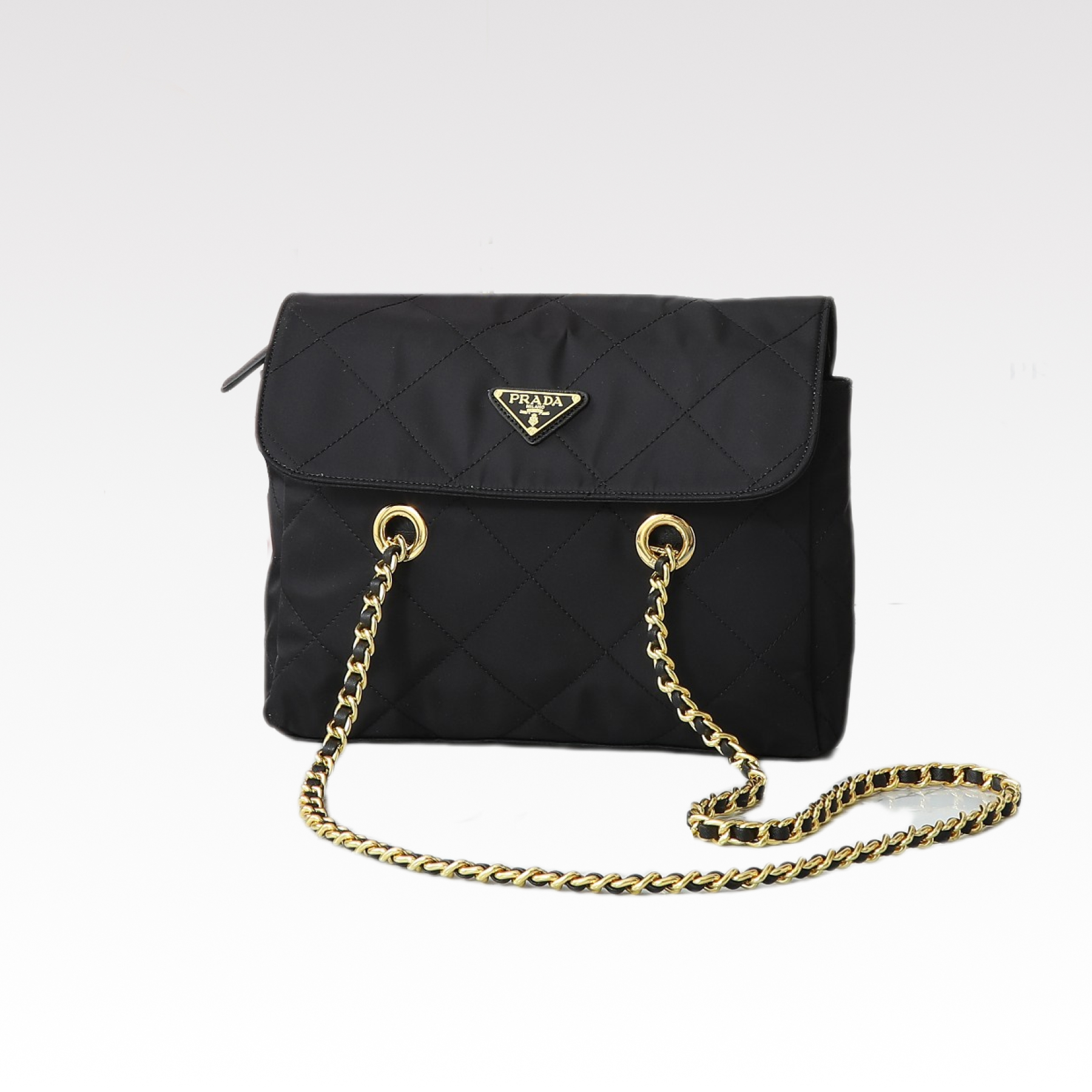 Saffiano texture Tessuto Impuntu Quilted Flap Shoulder Black Bag - Gorchic - $132.99