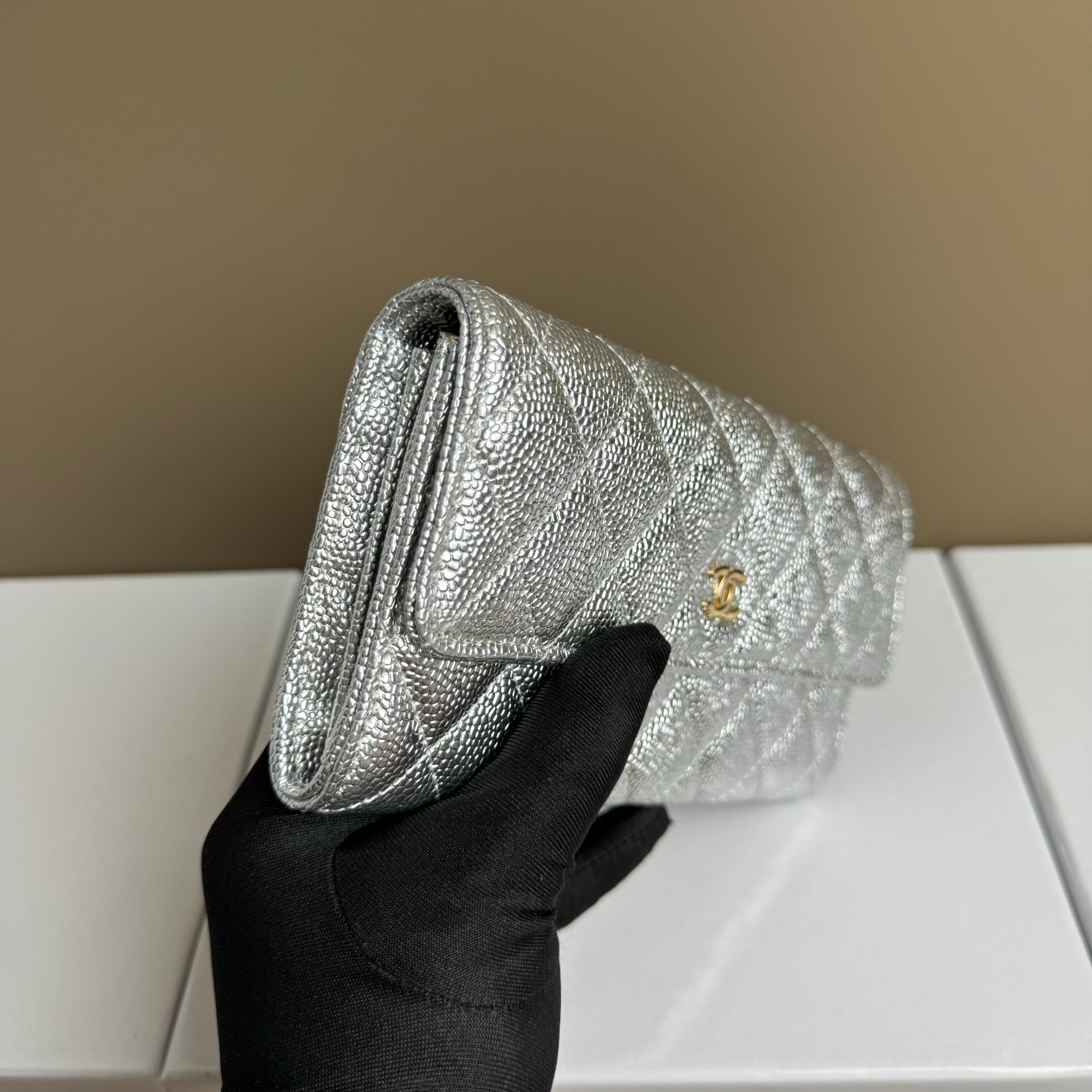 CC Inspired Counterfeit Caviar Leather Wallet-Sier Fish Seed Pattern Wallet - Gorchic - $59.99