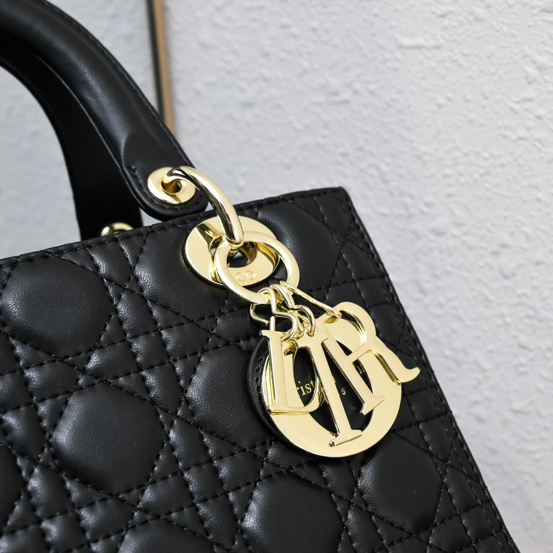 D Inspired Medium Lady D Inspired Bag Black Cannage Calfskin Golden Hardware - Bag - Gorchic - $146.99