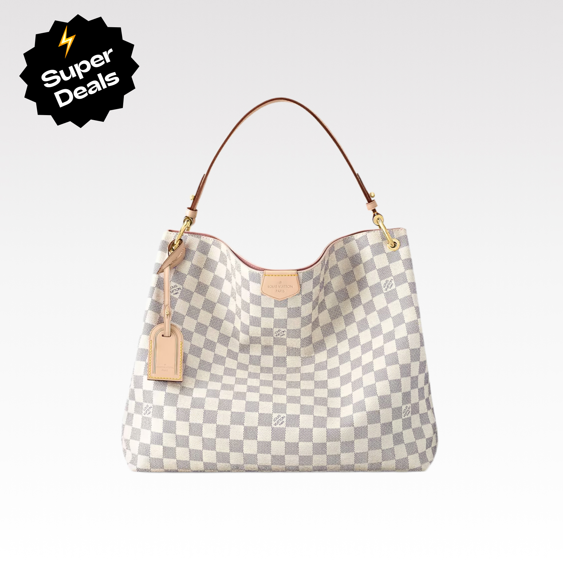 Designer Monogram Graceful MM Damier Azur Canvas Shoulder Bag - Gorchic - $120.99
