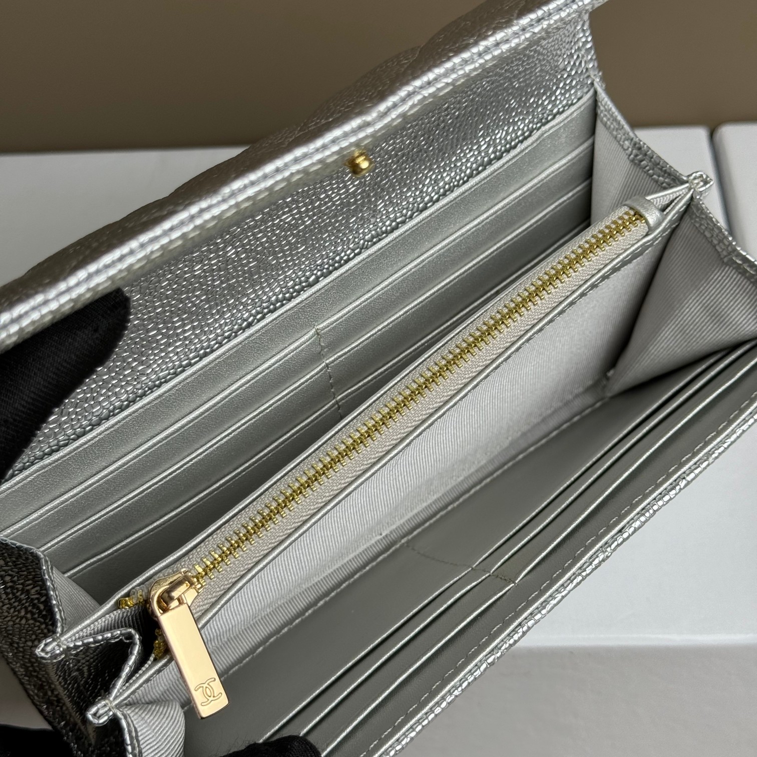 CC Inspired Counterfeit Caviar Leather Wallet-Sier Fish Seed Pattern Wallet - Gorchic - $59.99