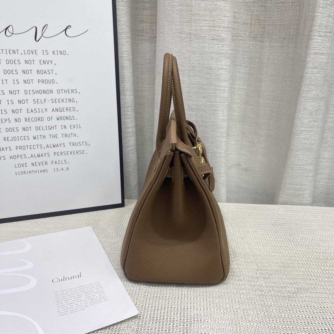 H-Inspired Birkin Togo Retourne Bag Golden Hardware -Dark Brown Bag - Gorchic - $185.99