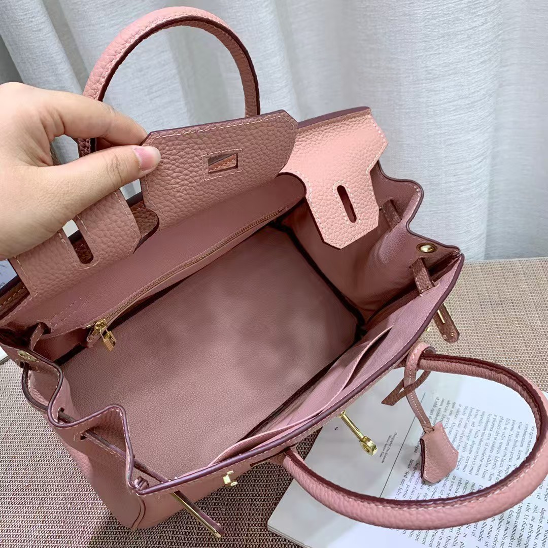 H-Inspired Birkin handbag in Rose Sakura Swift leather with Gold hardware - Gorchic - $166.99