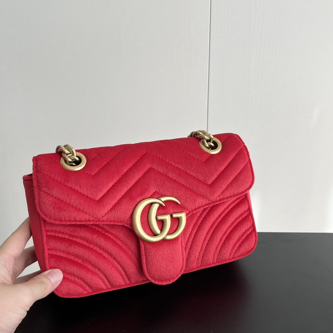 Double-G GG Marmont Veet Collection - Red Bag - Gorchic - $131.99
