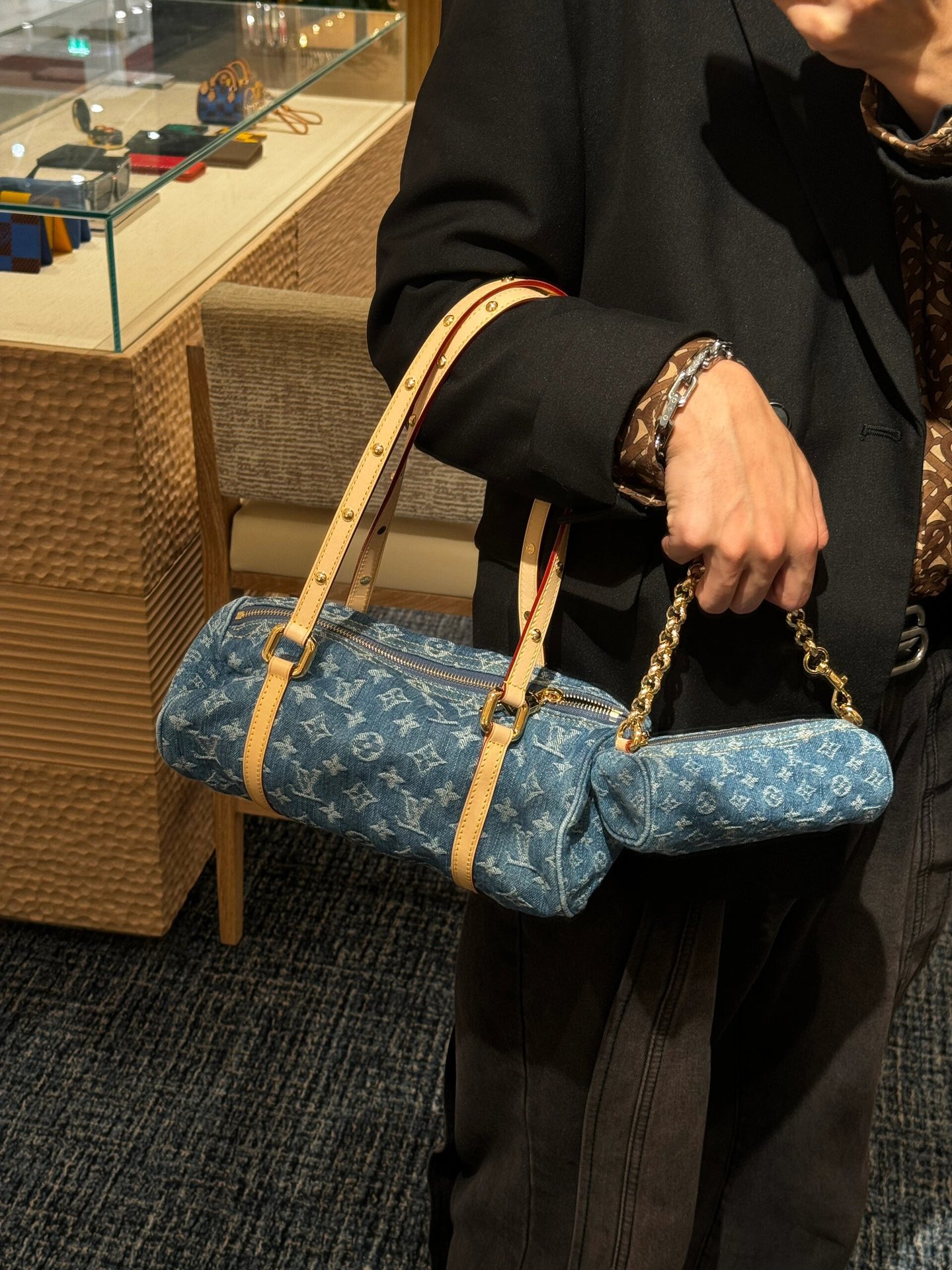 Designer Monogram Papillon Casual Style Unisex Denim Shoulder Bag - Gorchic - $134.99