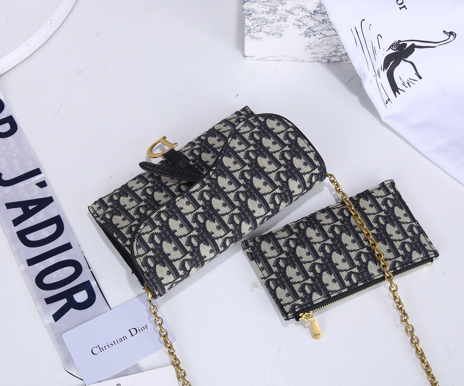 D Inspired SADDLE bag Blue D Inspired Oblique Jacquard S5614CTZQ_M928 - Bag - Gorchic - $138.99