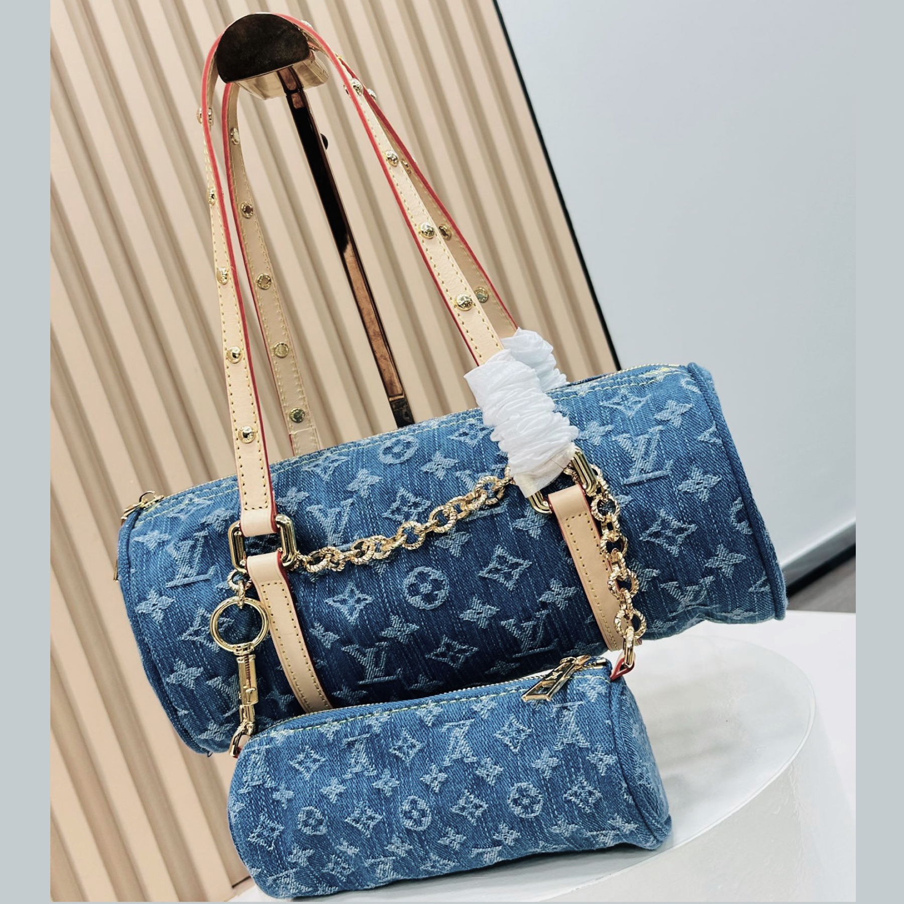 Designer Monogram Papillon Casual Style Unisex Denim Shoulder Bag - Gorchic - $131.99