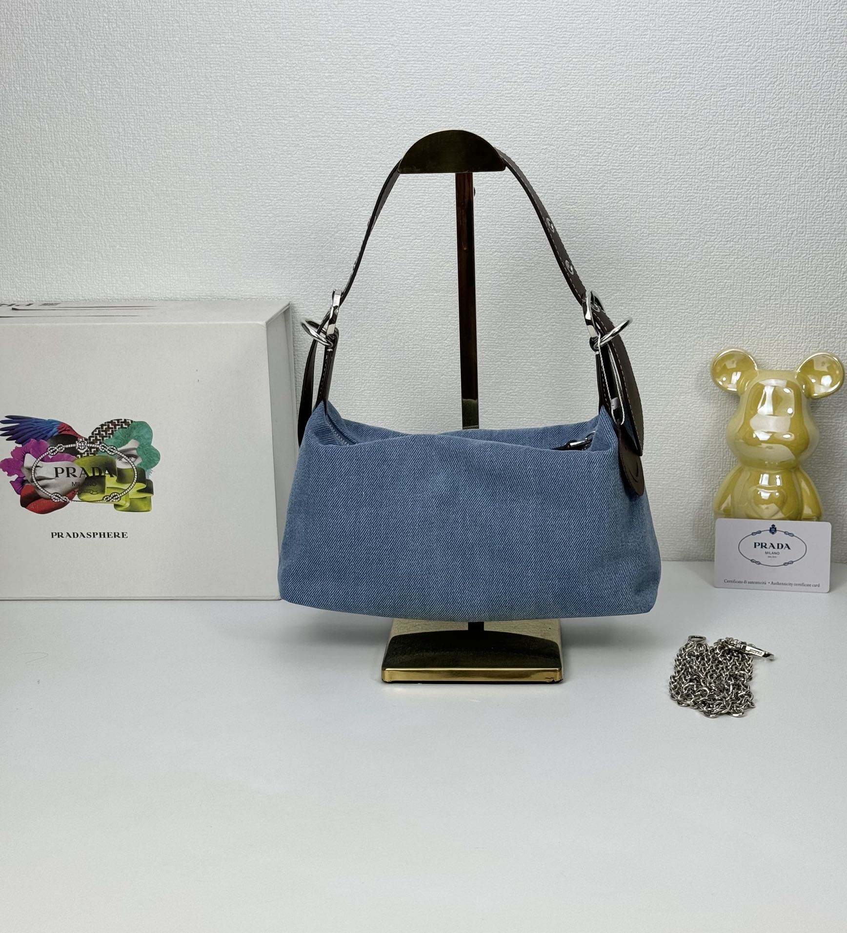 Saffiano texture Re-edition 2005 Crossbody Mini Bag Dark Blue Denim - Bag - Gorchic - $119.99