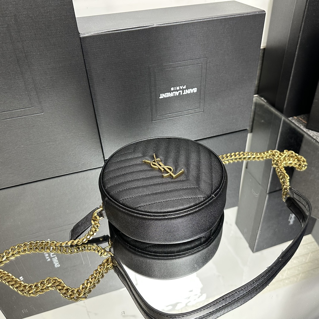 Lady Designer Grain De Poudre Matelasse Chevron Quilted Round Vinyle Camera Bag Deep Marine-Gold hardware - Bag - Gorchic - $131.99