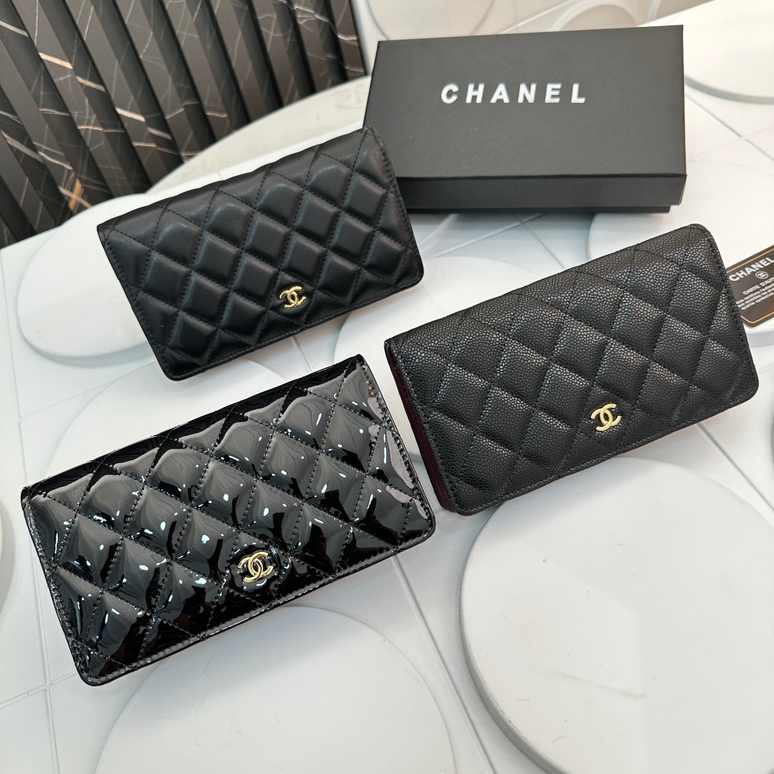 CC Inspired Wallet Quilted Caviar Gold-tone Black Wallet - Bag - Gorchic - $90.99