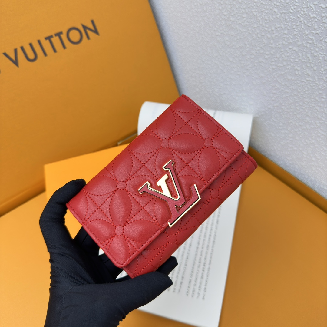 Designer Monogram Capucines Compact Maxi Red Wallet ﻿ - Gorchic - $59.99