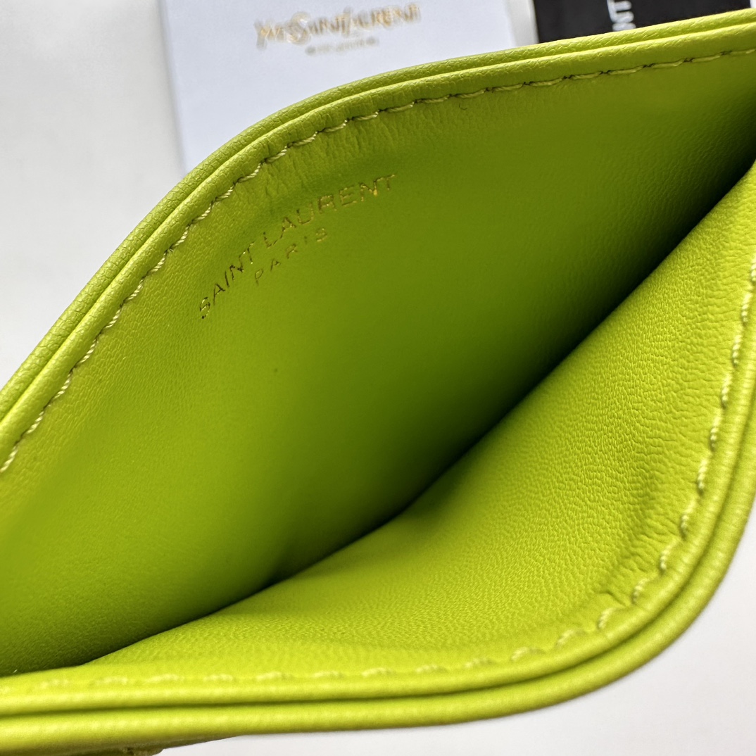 Lady Designer CASSANDRE MATELASSÉ card case in lambskin -Green Wallet - Gorchic - $35.99