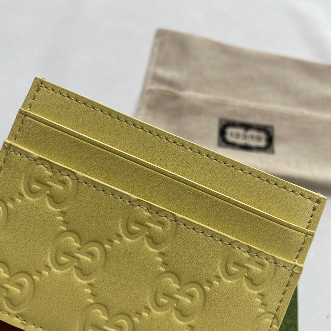 Double-G GG rubber-effect card case light yellow-wallet - Gorchic - $35.99