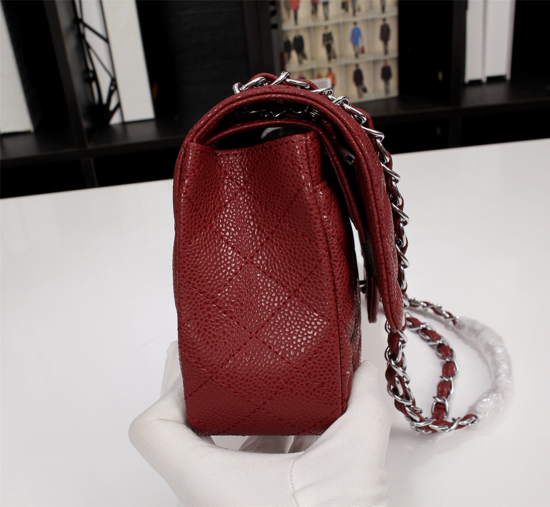 CC Inspired Classic Double Flap Bag Dark Red Caviar Sier Hardware - Bag - Gorchic - $122.99