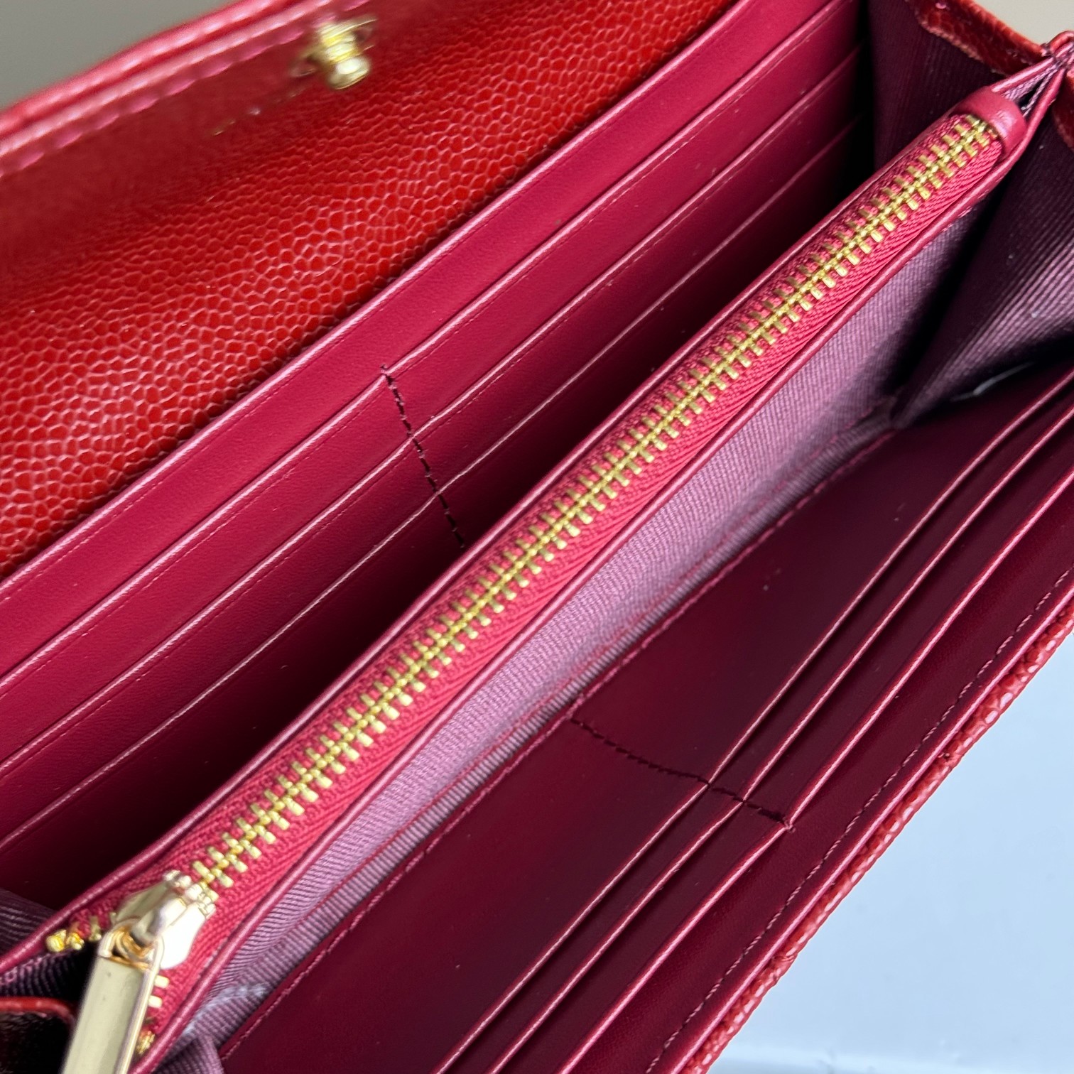 CC Inspired Counterfeit Caviar Leather Wallet-Red Wallet - Gorchic - $59.99