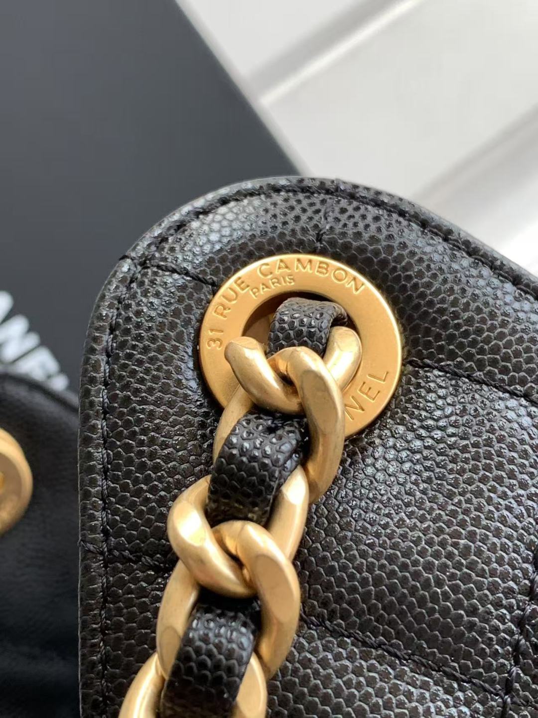 CC Inspired 25 Small Handbag Grained Calfskin & Gold-Tone Metal Black -Bag - Gorchic - $152.99