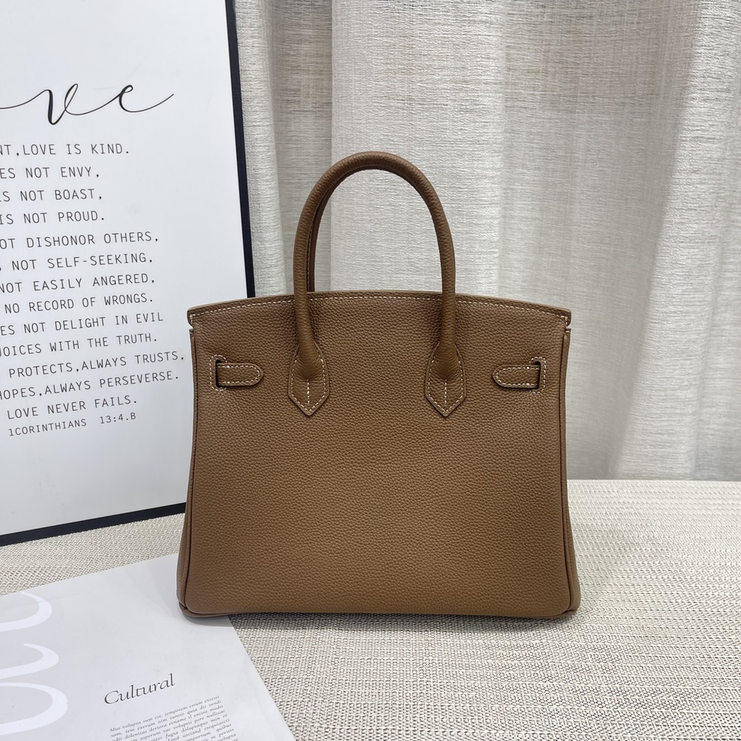 H-Inspired Birkin Togo Retourne Bag Golden Hardware -Dark Brown Bag - Gorchic - $185.99