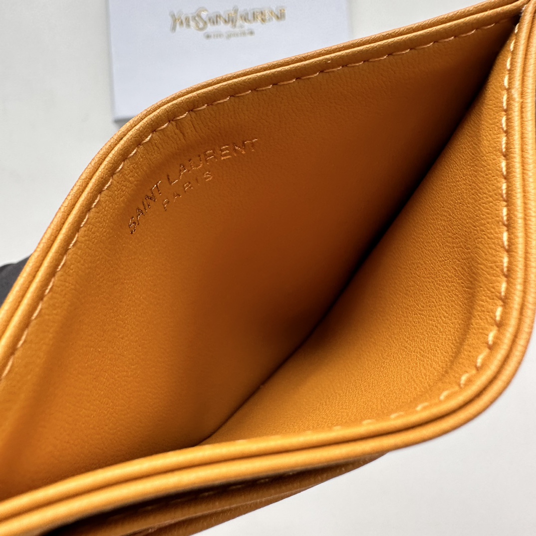 Lady Designer CASSANDRE MATELASSÉ card case in lambskin -Yellow Wallet - Gorchic - $35.99