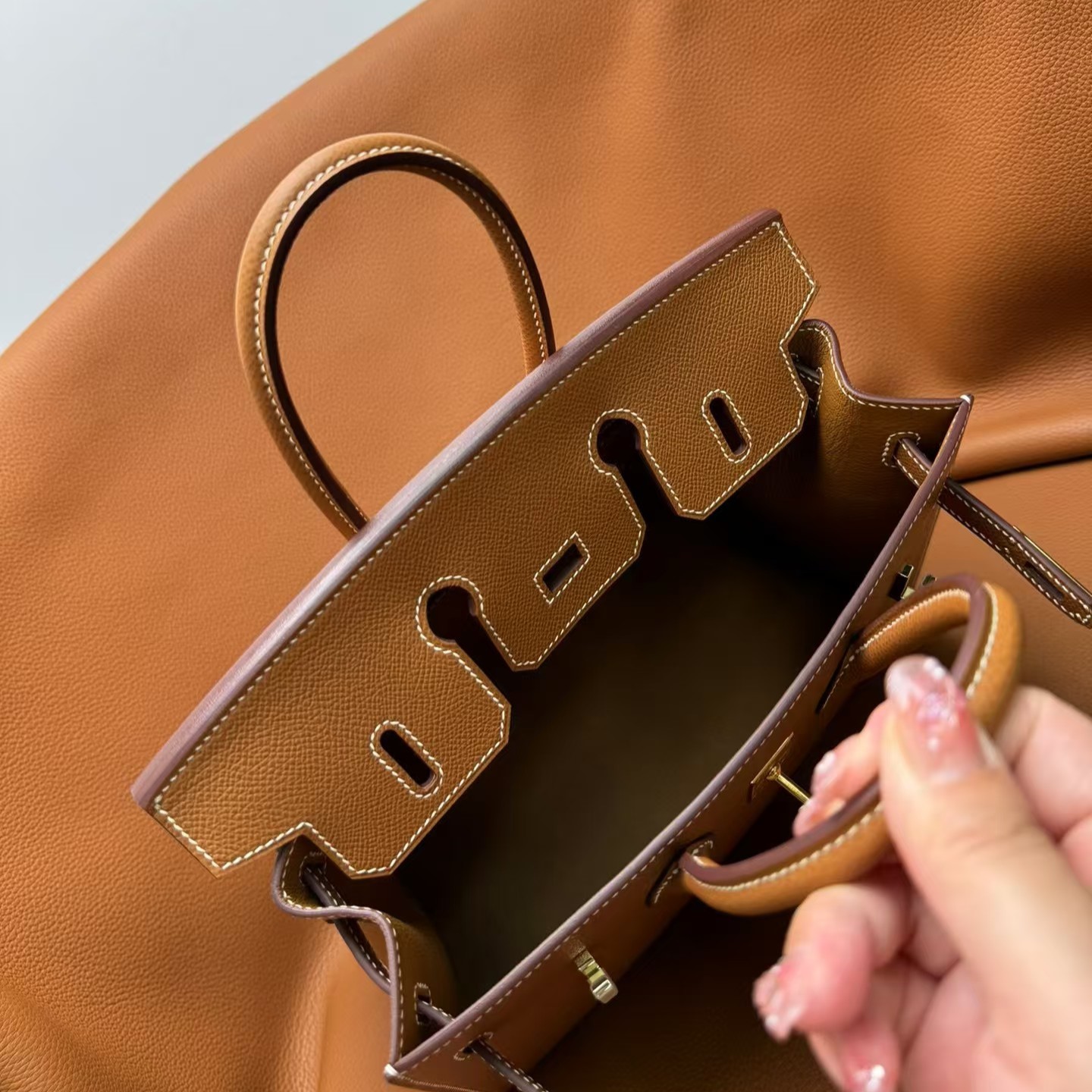 H-Inspired Birkin Brown Epsom Sellier Gold Hardware - Handbag - Gorchic - $161.99