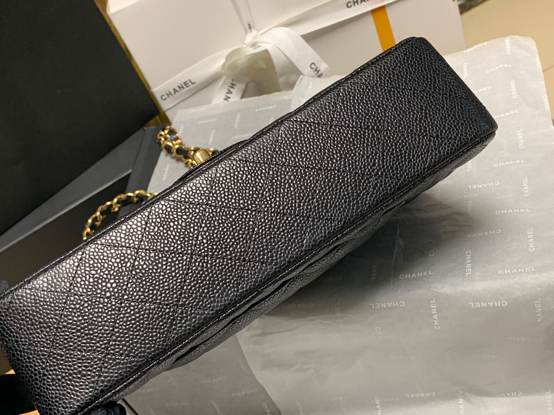 CC Inspired Classic Flag Bag Jumbo Classic Double Flap Bag Black Caviar Gold Hardware - Bag - Gorchic - $125.99