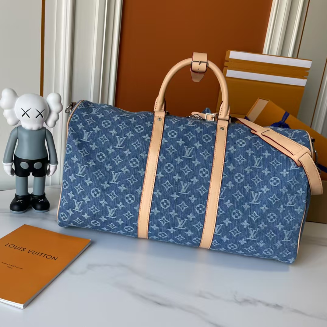 Designer Monogram  Keepall Bandoulière 50 Monogram Denim Bag - Gorchic - $167.99