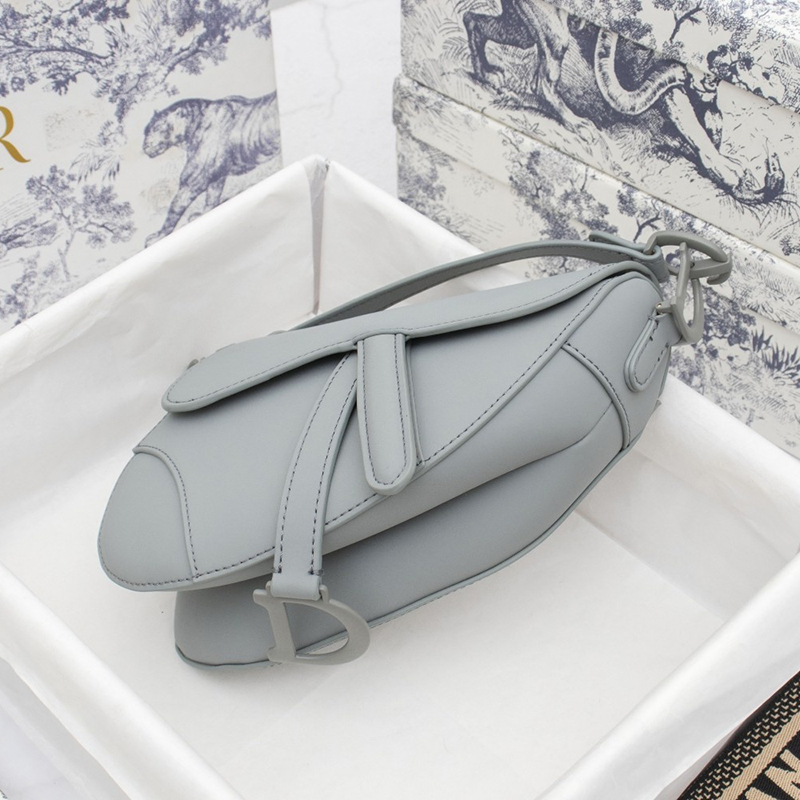D Inspired SADDLE Bag Gray Ultramatte Calfskin M0446ILLO_M41G - Bag - Gorchic - $138.99
